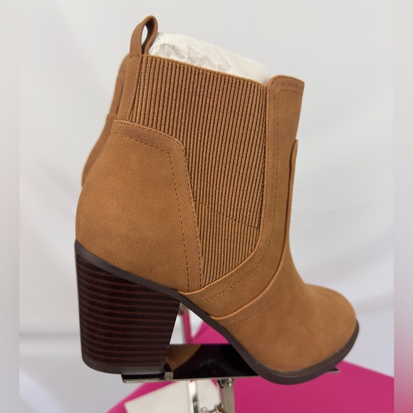Market & Spruce Chestnut Brown Ankle Boot Stacked Heel Ankle Zipper Size… - Picture 2 of 8